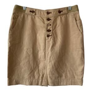 ANTHROPOLOGIE DAUGHTERS OF THE LIBERATION Linen Blend Skirt 4 Tan